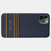 Chique moderne Navy blauw Goud Persoonlijke naam Case-Mate iPhone Case (Achterkant (horizontaal))