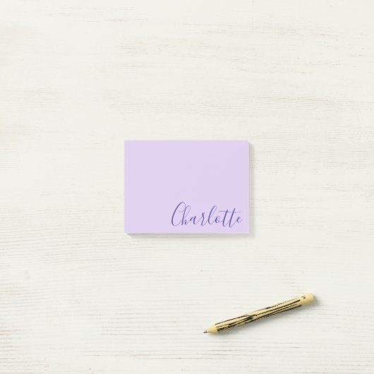 Chique moderne paarse script volledig aanpasbaar post-it® notes (Op bureau)