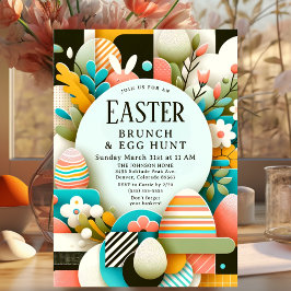 Chique moderne paasbrunch & eierjacht kaart