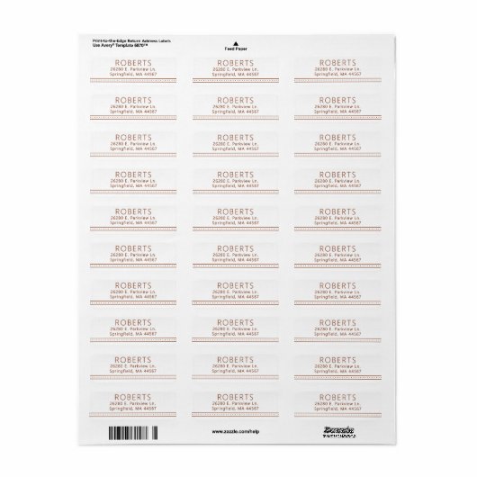 Chique moderne retouradreslabels etiket (Full Sheet)