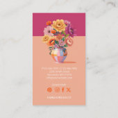 Chique moderne retro geruite vaas en gedurfde bloe visitekaartje (Achterkant)