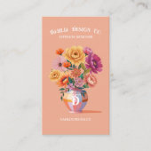 Chique moderne retro geruite vaas en gedurfde bloe visitekaartje (Voorkant)