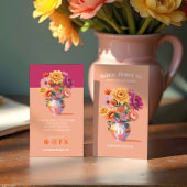 Chique moderne retro geruite vaas en gedurfde bloe visitekaartje