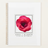 Chique Moderne Rode Roos Bloemstuk Aangepaste Naam Planner (Voorkant)