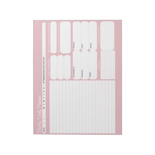 Chique moderne roze dagelijkse planner to-do lijst notitieblok (Linkerzijde)