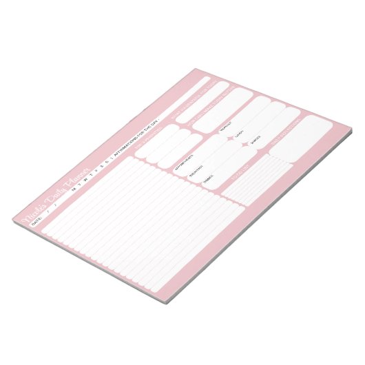 Chique moderne roze dagelijkse planner to-do lijst notitieblok (Schuin)