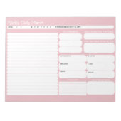 Chique moderne roze dagelijkse planner to-do lijst notitieblok (Voorkant)