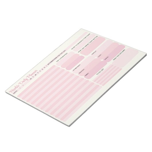 Chique moderne roze dagelijkse planner to-do lijst notitieblok (Schuin)