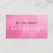 Chique moderne roze glitter visitekaartje (Voorkant)