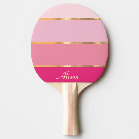 chique moderne roze goud Naam Ping Pong Paddle Tafeltennisbatje (Voorkant)