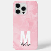 Chique Moderne Roze Marmeren Waterverf Monogram Case-Mate iPhone Case (Achterkant)