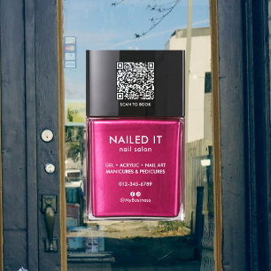 Chique moderne roze nagellakfles Nagelsalon Raamsticker