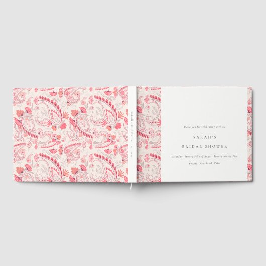 Chique moderne roze paisley typografie bruidsdouch gastenboek (Volledig)