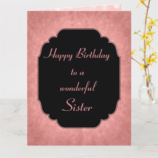 Chique moderne roze sterren Gefeliciteerd zus Kaart (Gele Bloem)