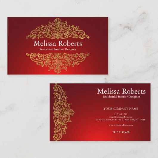 Chique moderne rustieke huis interieur decorator visitekaartje (Voorkant / Achterkant)