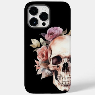 Chique moderne schedel w / bloemen iPhone Case