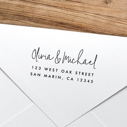 Chique moderne script naam terugkeeradres zelfinktende stempel