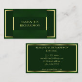 Chique moderne smaragd groen en goud professional visitekaartje (Voorkant / Achterkant)