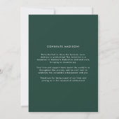 Chique Moderne Smaragdgroene Witte Foto Afstuderen Aankondiging (Achterkant)