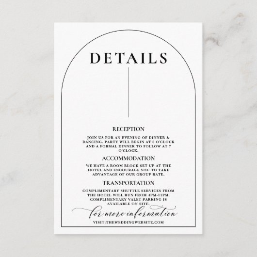 Chique Moderne Stijlvolle Elegante Informatiekaartje (Voorkant)