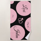 Chique moderne stippen huwelijksdatum strandlaken (Voorkant)