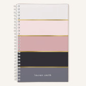 Chique moderne strepen gepersonaliseerd notitieboek (Voorkant)