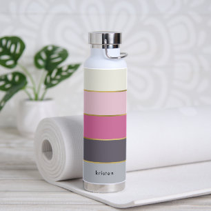 Chique moderne strepen gepersonaliseerd waterfles