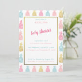Chique Moderne Tropische Ananas Baby Shower Kaart (Staand voorkant)