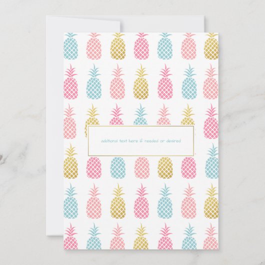 Chique Moderne Tropische Ananas Baby Shower Kaart (Achterkant)