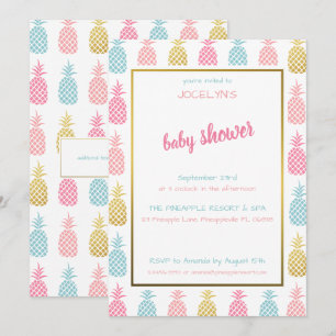 Chique Moderne Tropische Ananas Baby Shower Kaart