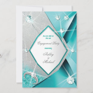 chique moderne turquoise glans klassieke glitter kaart