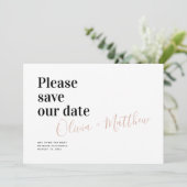 Chique moderne typografie bewaar de datum save the date (Staand voorkant)