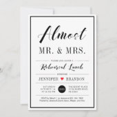 Chique moderne typografie proefhuwelijk diner kaart (Voorkant)