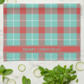 Chique Moderne Vakantie Rood & Blauwgroen Plaid Theedoek (Gevouwen)