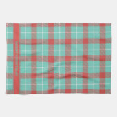 Chique Moderne Vakantie Rood & Blauwgroen Plaid Theedoek (Horizontaal)