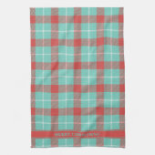 Chique Moderne Vakantie Rood & Blauwgroen Plaid Theedoek (Verticaal)