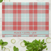 Chique Moderne Vakantie Rood & Blauwgroen Plaid Theedoek (Gevouwen)