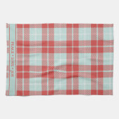 Chique Moderne Vakantie Rood & Blauwgroen Plaid Theedoek (Horizontaal)