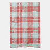 Chique Moderne Vakantie Rood & Blauwgroen Plaid Theedoek (Verticaal)