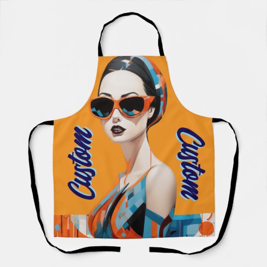Chique moderne vrouw, geometrische elegantie schort (Voorkant)