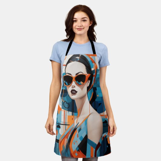 Chique moderne vrouw, geometrische elegantie schort (Gedragen)