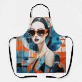 Chique moderne vrouw, geometrische elegantie schort (Voorkant)