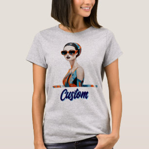 Chique moderne vrouw, geometrische elegantie t-shirt