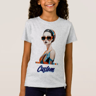 Chique moderne vrouw, geometrische elegantie t-shirt