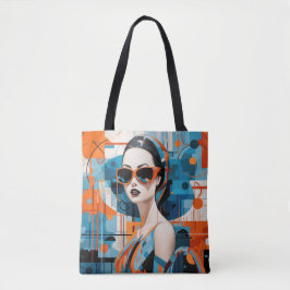 Chique moderne vrouw, geometrische elegantie tote bag
