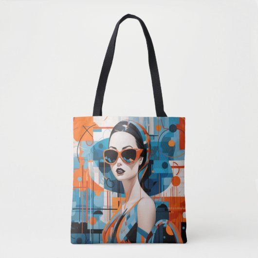 Chique moderne vrouw, geometrische elegantie tote bag (Voorkant)