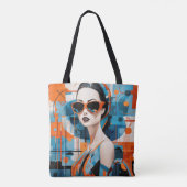Chique moderne vrouw, geometrische elegantie tote bag (Achterkant)