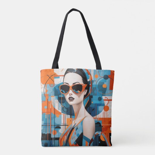 Chique moderne vrouw, geometrische elegantie tote bag (Achterkant)