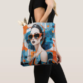 Chique moderne vrouw, geometrische elegantie tote bag (Dichtbij)