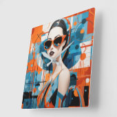 Chique moderne vrouw, geometrische elegantie vierkante klok (Hoek)